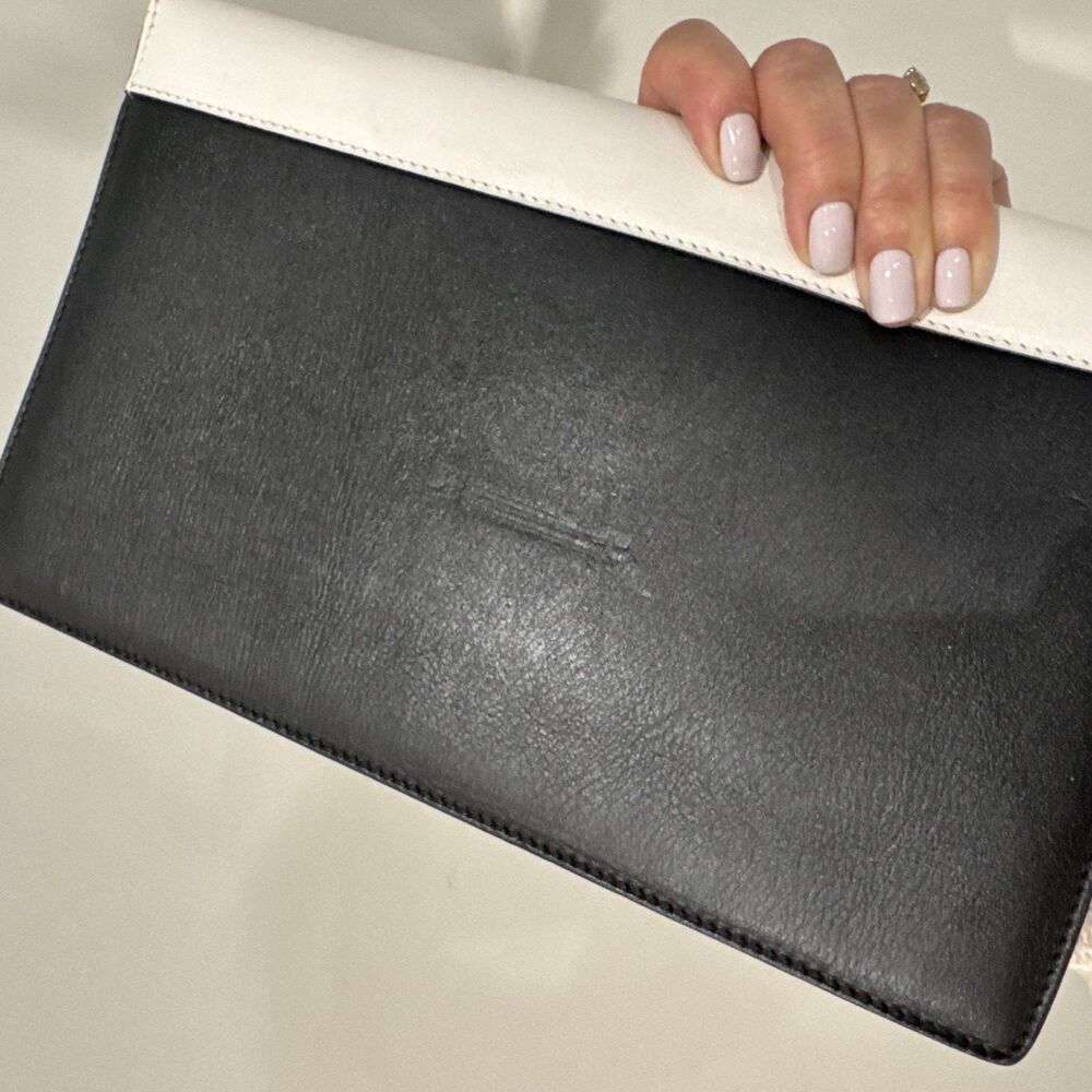Celine Diamond Clutch Pony Hair Leather Medium Black Green Pink White Auth - Picture 16 of 16